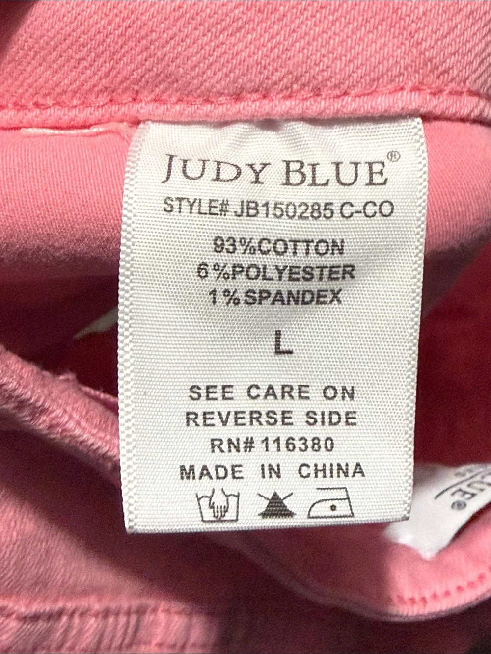 Judy Blue Garment Dyed Bermuda Shorts Women's Large Pink Stretch Denim - Picture 4 of 5
